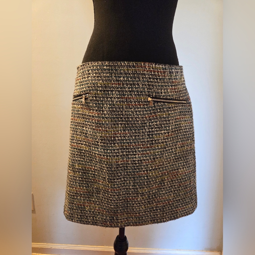 LOFT Multicolor Tweed A-Line Skirt